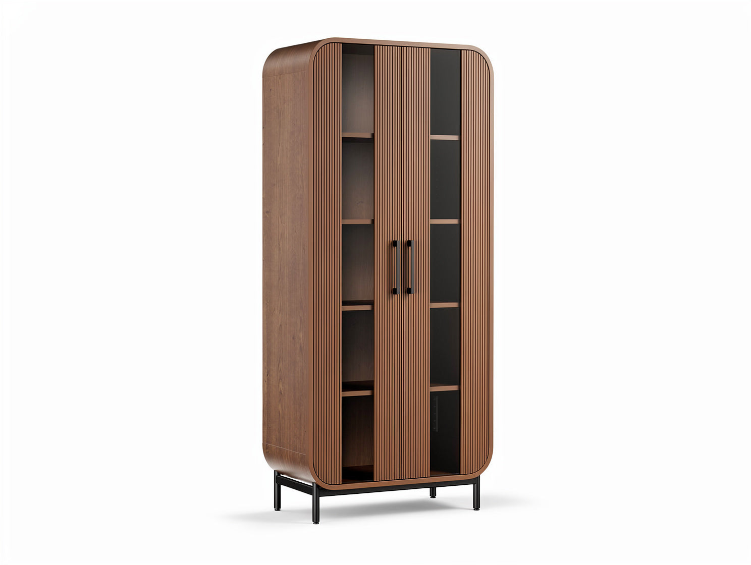 **Moderner Holzschrank mit Glastüren und schlankem Design**