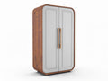 **Technischer Titel in Deutsch: Modern gestalteter Kleiderschrank mit Holz- und Metallakzenten**